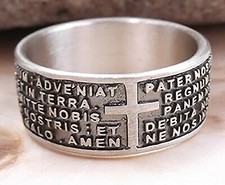 Anello uomo in argento 925 PADRE NOSTRO religioso preghiera latino con incisione