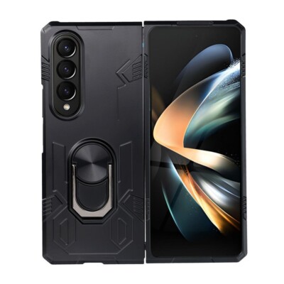 FÜR SAMSUNG GALAXY Z FOLD 4 - RING ARMOR Case Etui Hülle Tasche Handy SCHWARZ