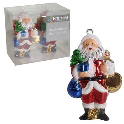 4 Stück 10 cm bruchsicherer Christbaumschmuck ''Weihnachtsmann'' zum Aufhängen