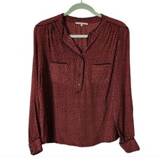 GERARD DAREL long sleeve silk 1/4 button blouse graphic print 38