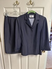 Kasper ASL Wool Blend 2 Pc Set Jacket Skirt Suit Set Med 8 Blue Y2k 36w 29x25