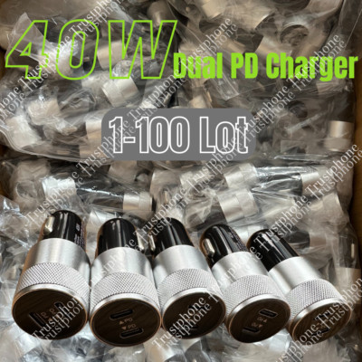 Dual Type C PD Fast 40W Car Charger Adapter Block For iPhone17 14 13 Samsung Lot