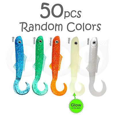 50pcs 4'' Blam Swimbaits Squid minnow Swim baits Fishing Soft Lure Random Colors