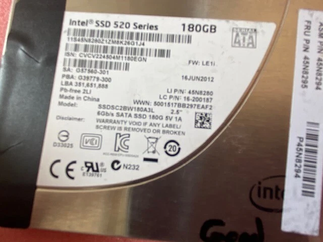 Intel SSD 520 Series 180GB SSDSC2BW180A3L SSD SATA 6Gb/s 2.5" Solid State Drive - Image 2 of 3