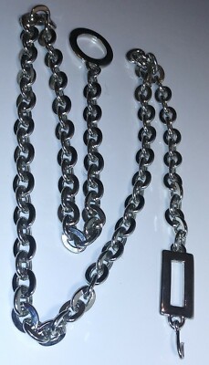Chain Link Belt Silver Tone Metal Adjustable up to 40 