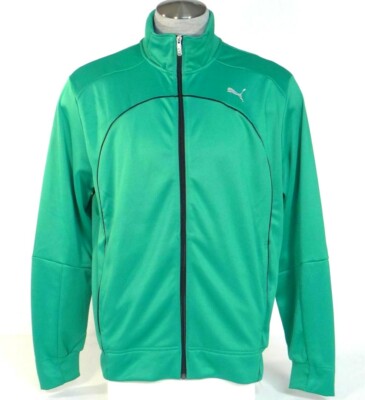 Puma Cat Logo USP Moisture Wicking Green Performance Track Jacket Men's NWT