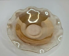 Vintage Depression Jeanette Glass Bowl Floragold Loisa Iridescent 10" NO Chips