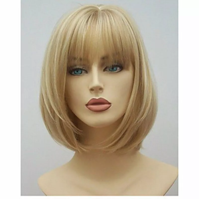 Short Straight Bob Hair for Women Party Gold Blonde 
