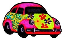 car buggy fabric applique iron on hippy not embroidered 3 inch 1pc