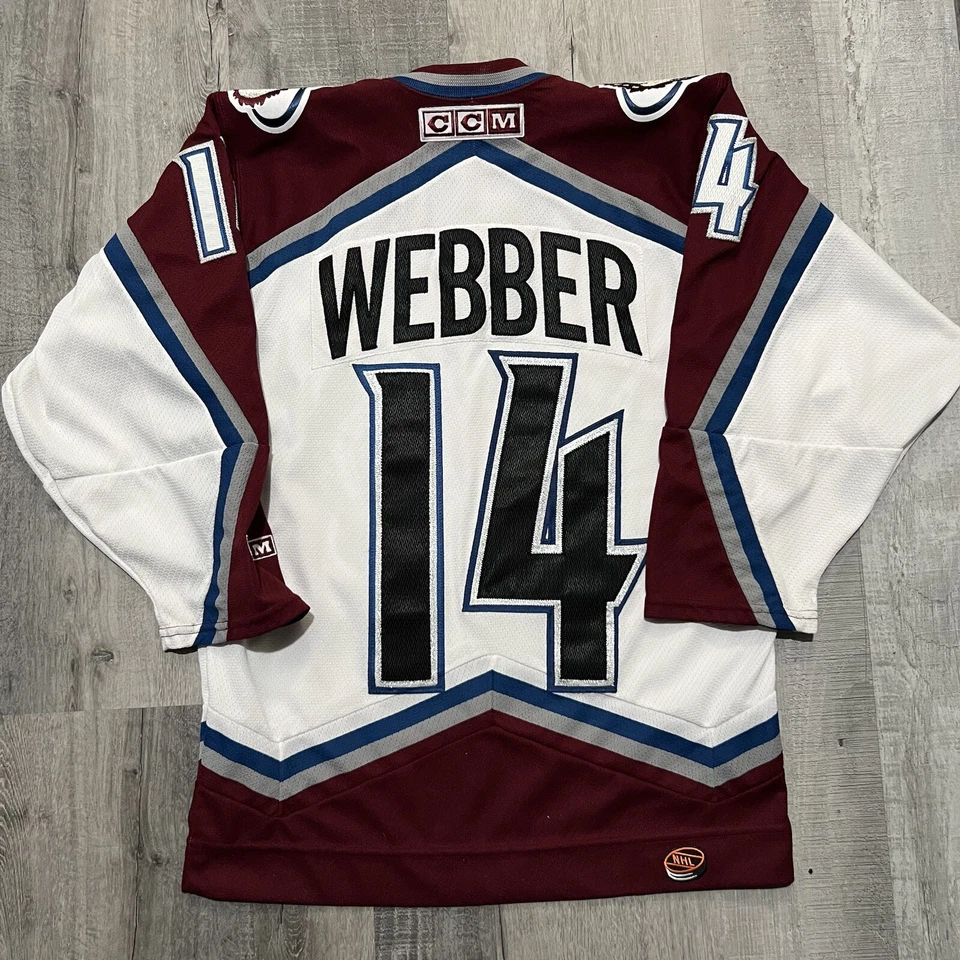 VTG Colorado Avalanche NHL Red/White 90s Hockey Jersey #14 Webber CCM Custom? - Image 2 of 4
