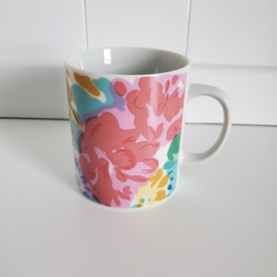 Vtg Albert Kessler & Co Floral Design Ceramic Coffee Mug Pink/Green/Blue Japan