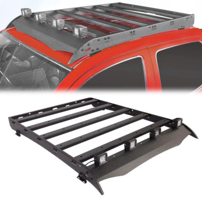 Full Size Roof Rack Cargo Basket Fit Toyota Tacoma 05-23 Double Cab w/ LED Light
