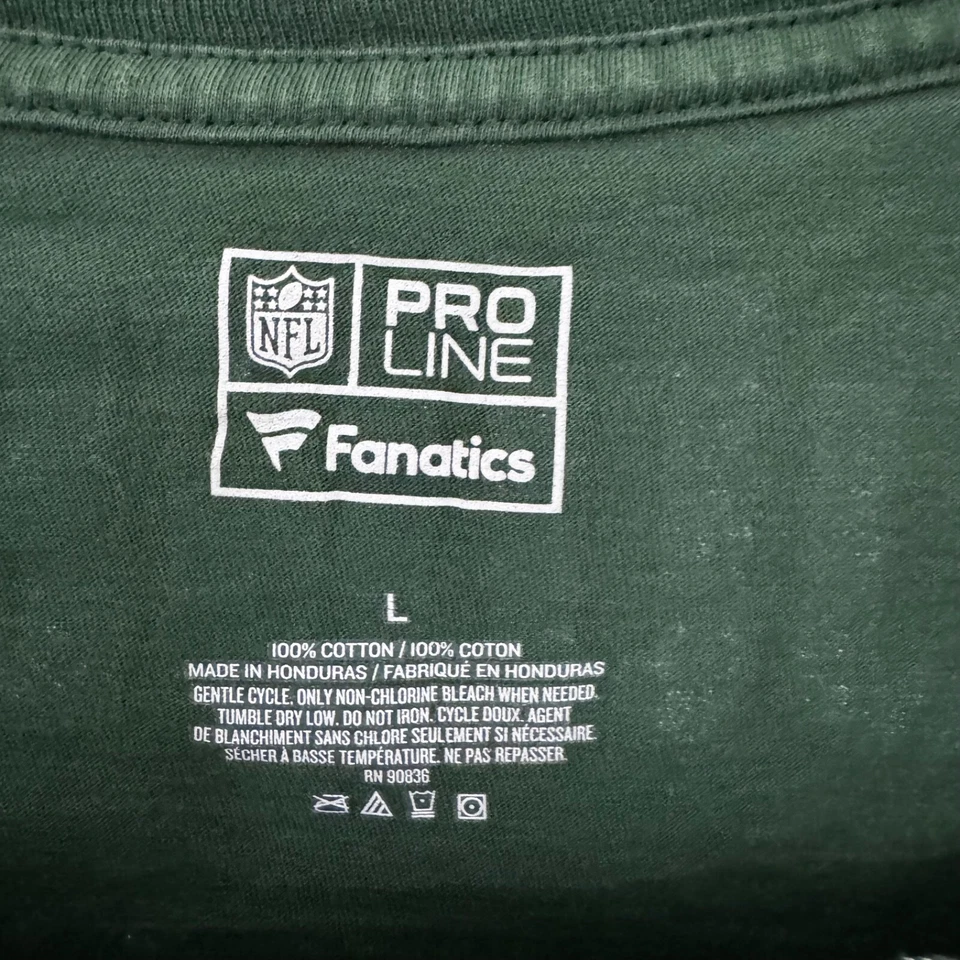 Camisa NFL Proline Fanatics Cuello en V L Manga Larga Green Bay Packers 100% Algodón Foto 3 de 4