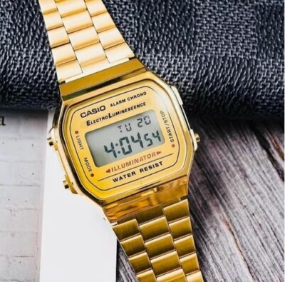 CASIO Men's Stainless Steel Digital Watch Gold A168WG New Box