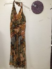 Studio 1940 Womens Party Dress Size 10 Brown Beige Colorful Rayon Bra Top108