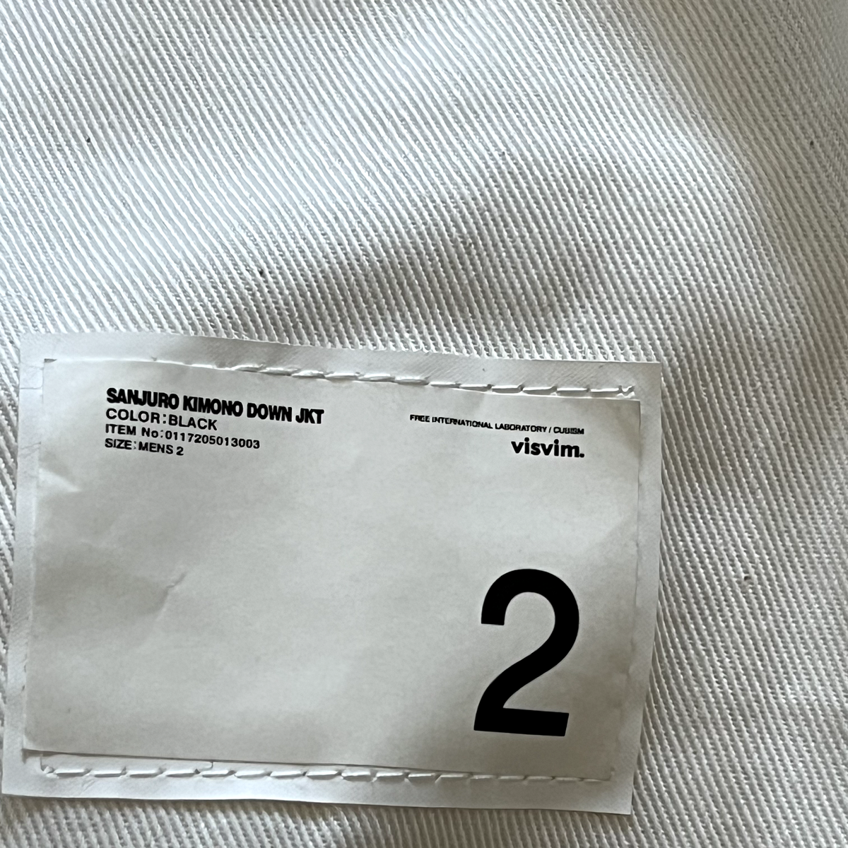 Visvim Sanjuro Kimono Down Jacket 17AW / Black mud dye / Size 2