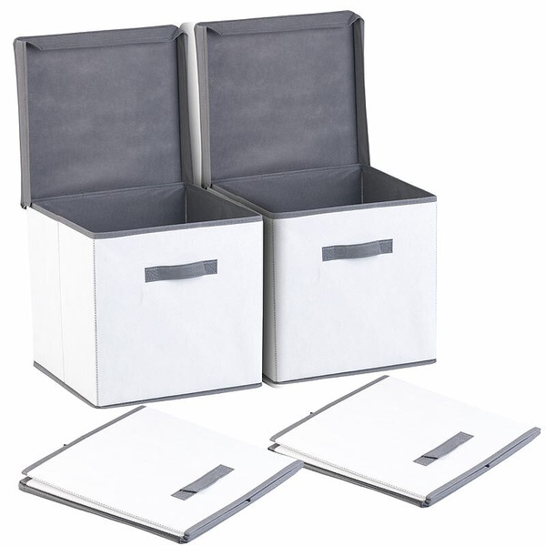 Pearl 2Er-Set Aufbewahrungsboxen Mit Deckel, Faltbar, 31X31X31 Cm, Weiß-image