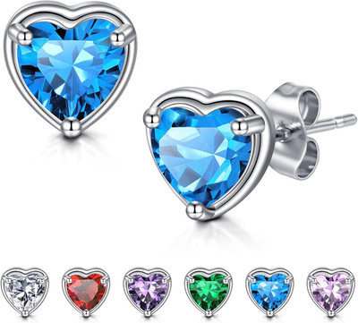 Heart Earrings Silber Ohrstecker Ohrringe für Frauen, 925 Sterling Silber Cubic 
