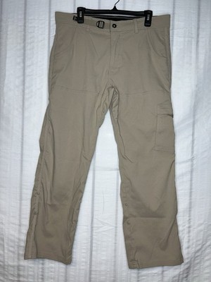 Prana Belted Utility Hiking Pants 36x30 Breathe Straight Vented Roll Up Cargo