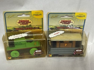 1992 Shining Time Wooden Thomas Train Percy & Toby Early Version Wood - Original