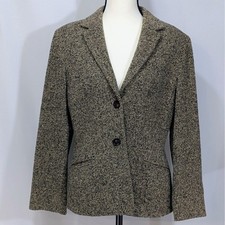 Ann Taylor Wool Blend Tweed Blazer Size 8 Brown Neutral Career Jacket
