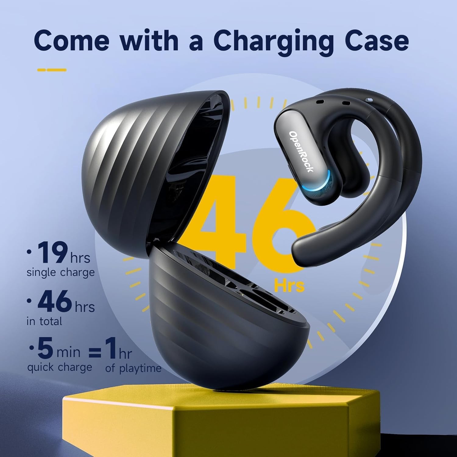 Pro Open Ear Bluetooth Earbuds 46H Playtime Waterproof Wireless Sports Gaming