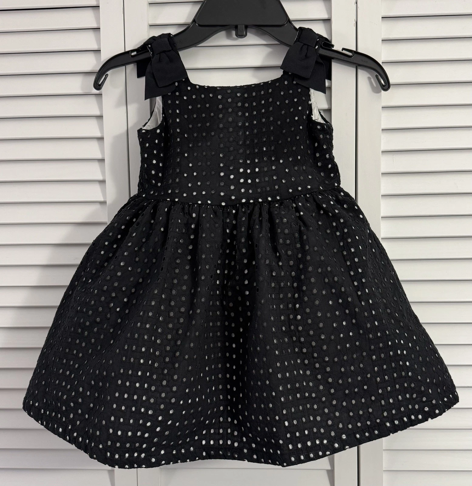 Janie and Jack Party Dress Black Polka Dot Bows Girls Size 3