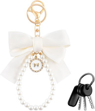 Bow Keychain, Pearl Keychain Cute Pink Bowknot for Women