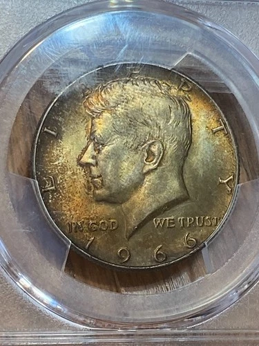 1966 40% Silver Kennedy Half Dollar PCGS MS65. Nice tone on obverse