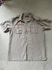 Boy Scout America BSA Uniform VENTED Tan Shirt Mens Size L LARGE 100 Polyester