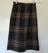 Vintage Evan Picone Women Black Brown Wool Knee Skirt Lined Pocket Size 8 6 USA