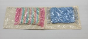 Vintage Knitted Doll House Miniature Rectangle Area Rug With Fringe x 2 Pastels
