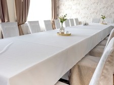 Tischdecke Tischtuch Breite 160 cm weiß Baumwolle Atlaskante