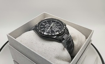 Seiko Selection SBPY169 Solar Chronograph Men's Watch All Black