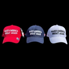 Set Of 3 Hats Red White Blue MAGA Make America Great Again Cap USA Flag Patriots