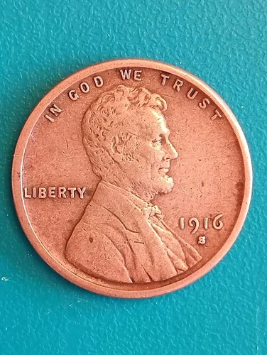 1916-S Lincoln Wheat Cent BN Bronze Business Strike ( Good -Fine ) see pics