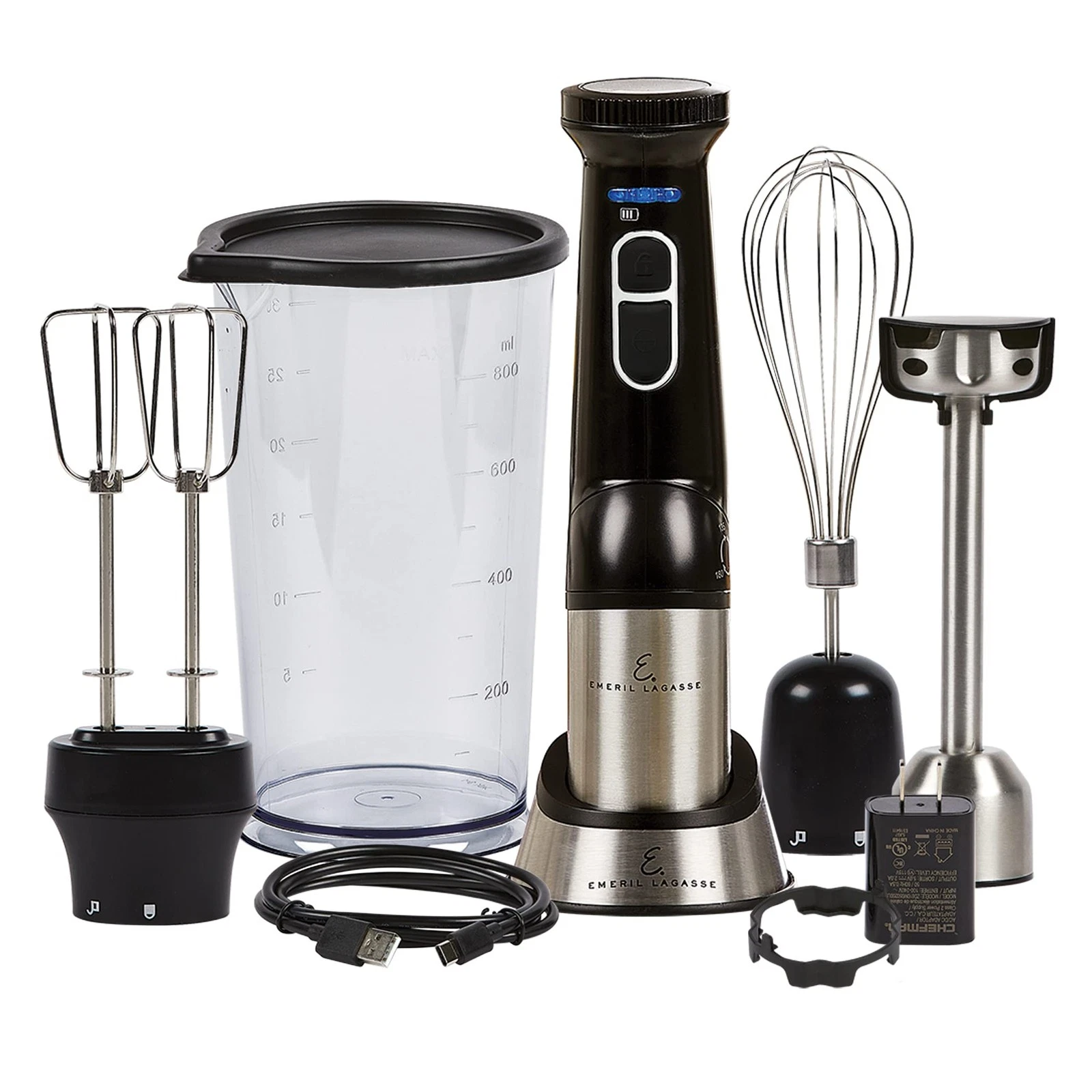 Emeril Everyday Cordless Immersion Hand Blender Whisk Beater Black HB2248S