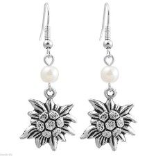1 pair Fashion Jewelry.Germany,Pair Edelweiss Earrings charm with false pearl