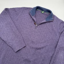 Robert Talbott Sweater Mens M Purple 100% Mer...