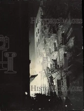 1968 Press Photo Firefighters battle blaze at Crillon Hotel in Chicago