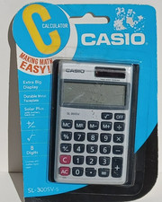 NEW Casio SL-300SV-S Solar  Battery Powered 8 Digit Basic Calculator w/ Case