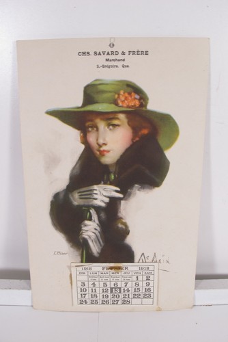 ANTIQUE ART DECO 1918 NEYSA MCMEIN ART CALENDAR LADY PORTRAIT CARDBOARD SIGNED