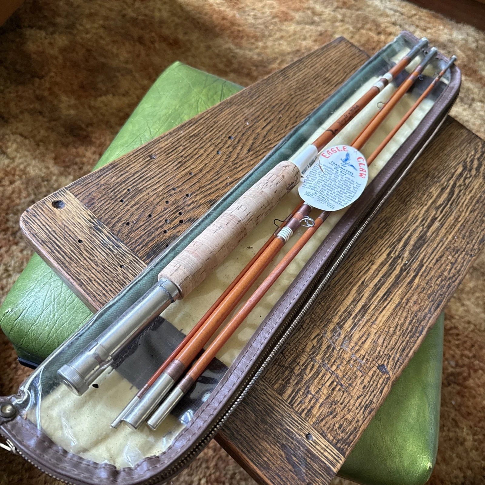 Vtg Eagle Claw Wright McGill Trailmaster No. 4TMF-7 1/2 4 Pc Fly Rod In Case NOS