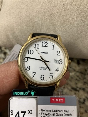Timex T2H291 Mens 35mm Easy Reader White Dial Date Black Leather Watch