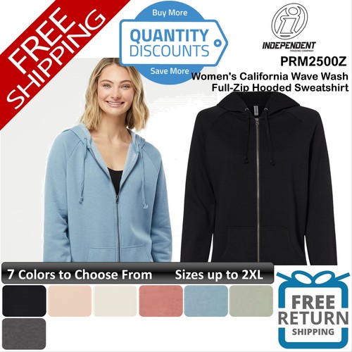 Independent Trading California Wash Full-zip Hooded Sweatshirt Upto 2XL Prm2500z - 第 1/43 張圖片