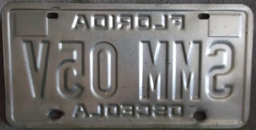 FLORIDA LICENSE PLATE PRE-OWNED METAL VINTAGE SMM 05V COLLECTOR WALL ART AUTO - Picture 8 of 8