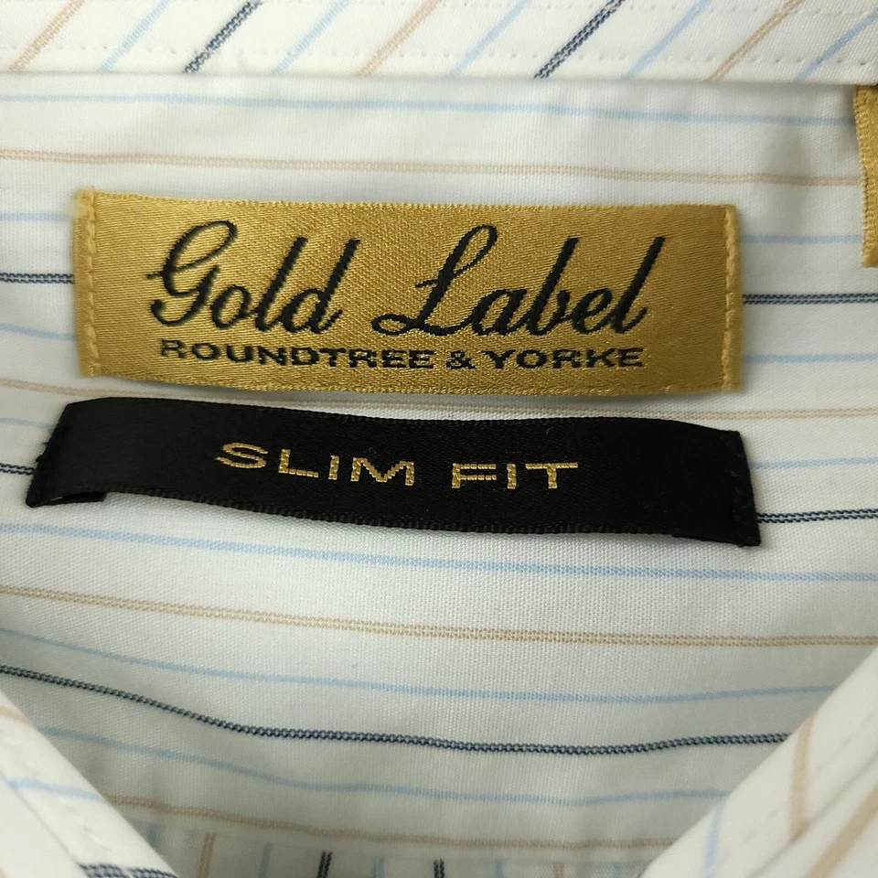 Roundtree & Yorke Shirt Mens XL Extra Large Blue Slim Fit Business Gold Label - Image 4 of 4
