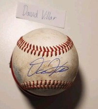 Autographed Baseball game used DAVID VILLAR New York Mets