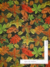 Autumn Leaves Acorns Fabric By The Yard Harvest Green Cotton by Fabriquilt Inc