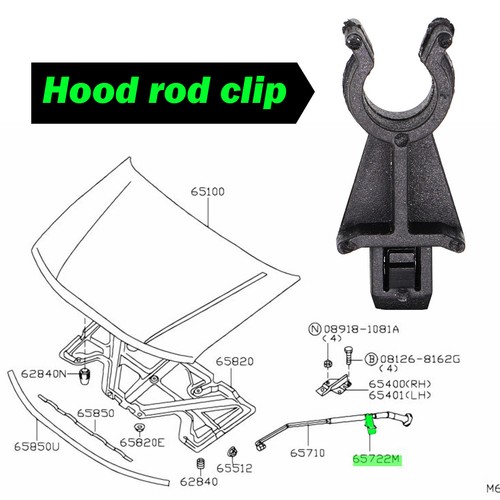 3PC For NISSAN Navara D40 Bonnet Hood Support Holder Rod Clip Grommet 657732J000 - Picture 2 of 7